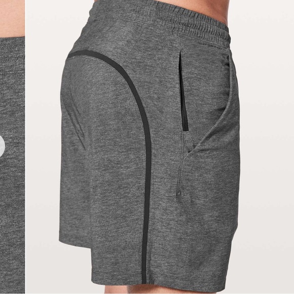 LULULEMON Men’s Pace Breaker Shorts Heather Texture Gray/Deep Charcoal - Picture 3 of 6
